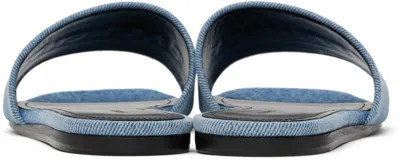 Givenchy 4g Embroidered Denim Flat Slide Sandals In Blue