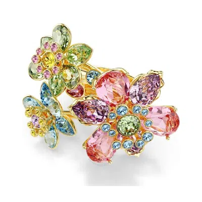 Swarovski Idyllia Triple Crystal Flower Cocktail Ring In Multicolored