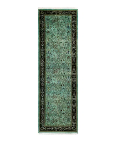 Adorn Hand Woven Rugs Fine Vibrance M1789 2'6''x8'1'' Runner Area Rug In Green