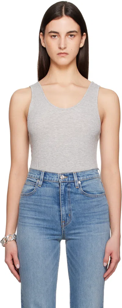 Anine Bing Ribbed Bodysuit Scoop Back In Blue