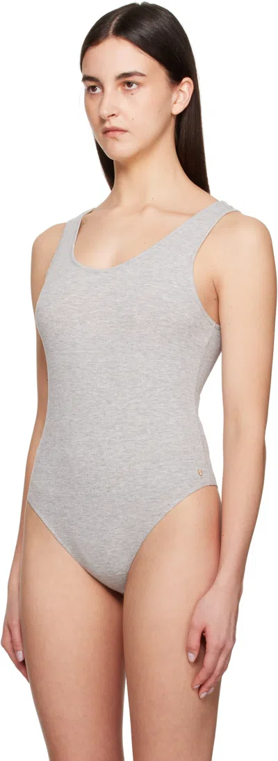 Anine Bing Ribbed Bodysuit Scoop Back In Blue