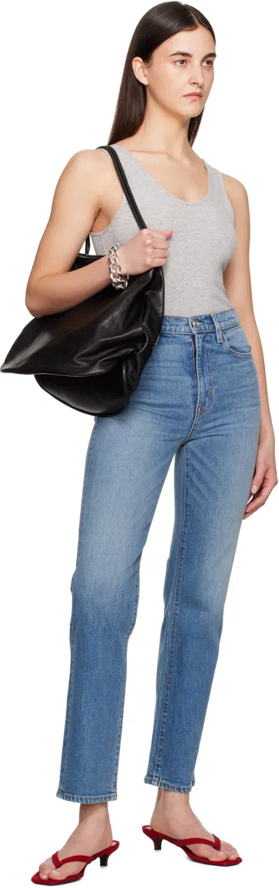 Anine Bing Ribbed Bodysuit Scoop Back In Blue