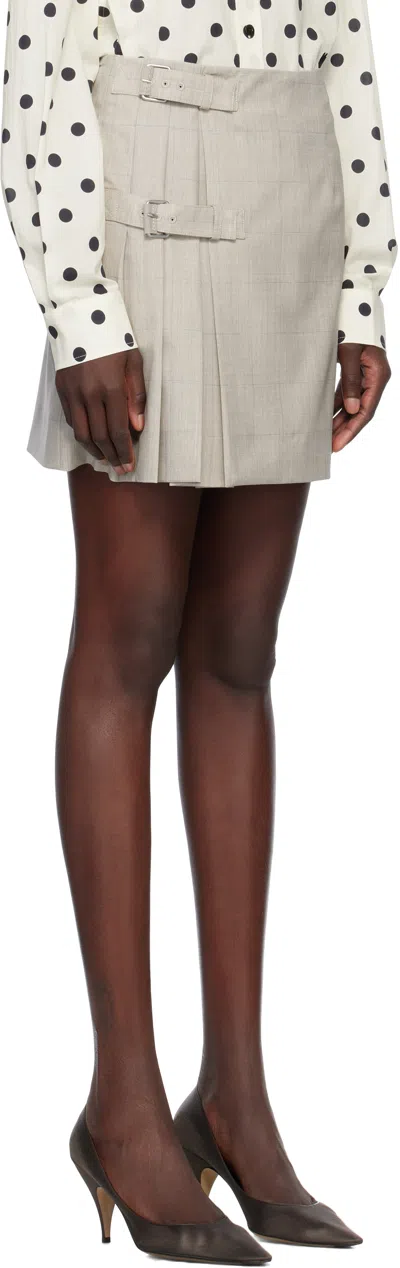 Moschino Beige Wool Check Miniskirt In Multi Beige