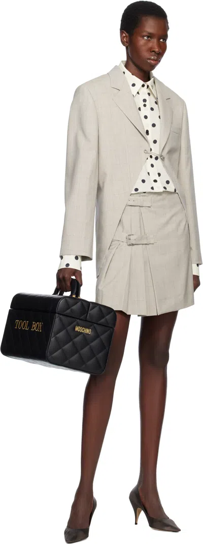 Moschino Beige Wool Check Miniskirt In Multi Beige