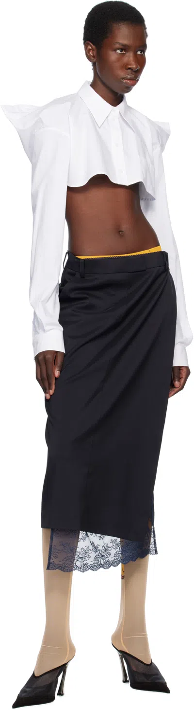Pushbutton White Squared Back Cropped Shirt In White
