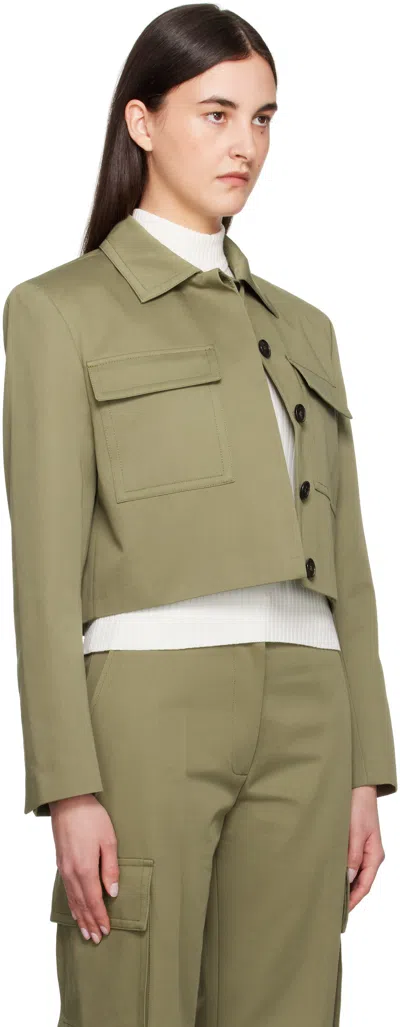 Anine Bing Dayton Cropped Cotton-twill Jacket In Green