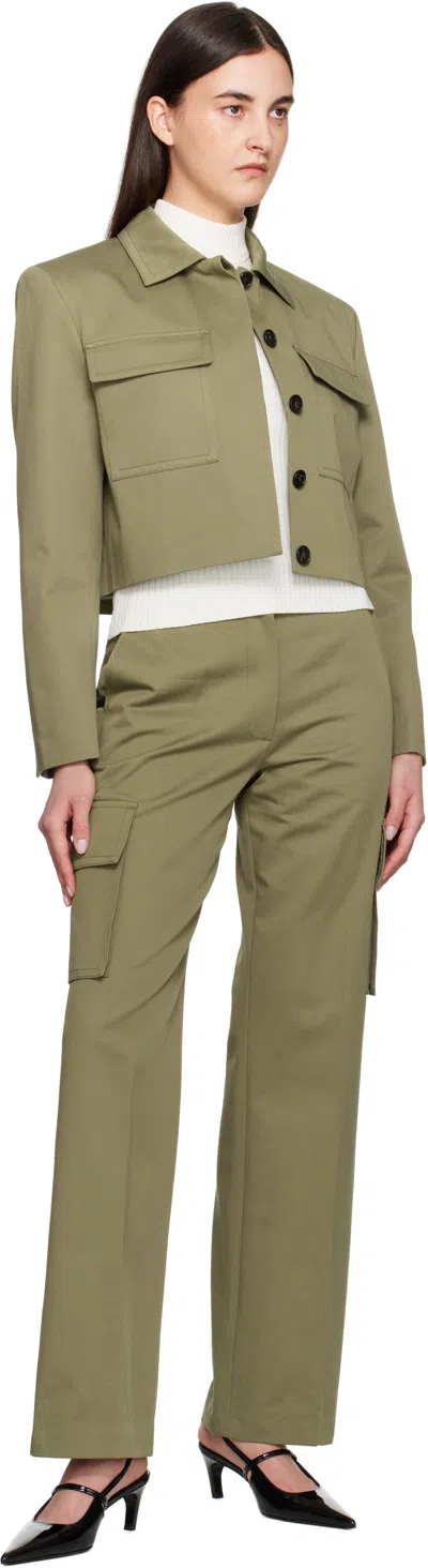 Anine Bing Dayton Cropped Cotton-twill Jacket In Green