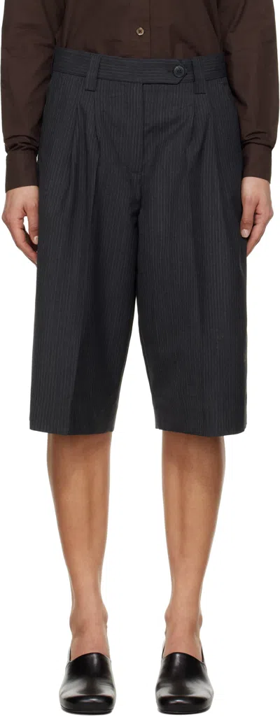 Mfpen Gray Favorite Shorts In Dark Grey Pinstripe