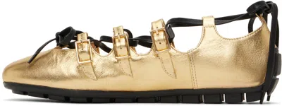 Simone Rocha Ghillie Grip Ballet Flats In Gold