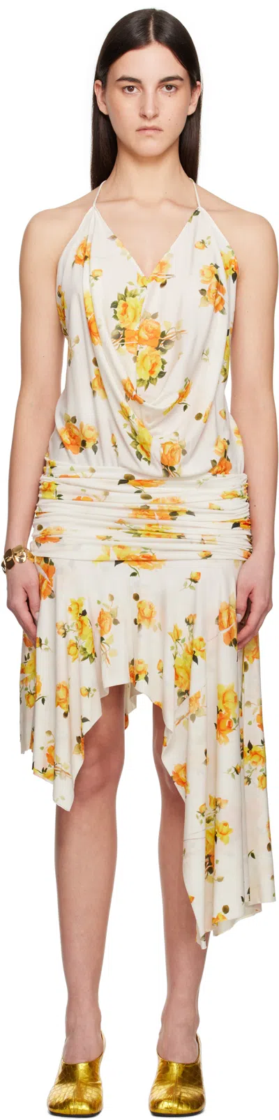 Acne Studios Patterned Dress In Azy Orange/white