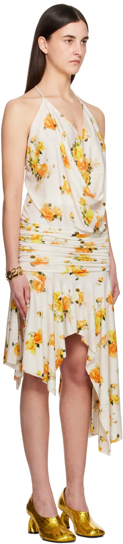 Acne Studios Patterned Dress In Azy Orange/white