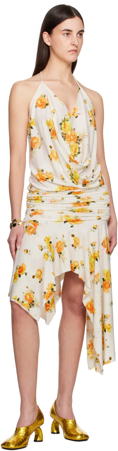 Acne Studios Patterned Dress In Azy Orange/white