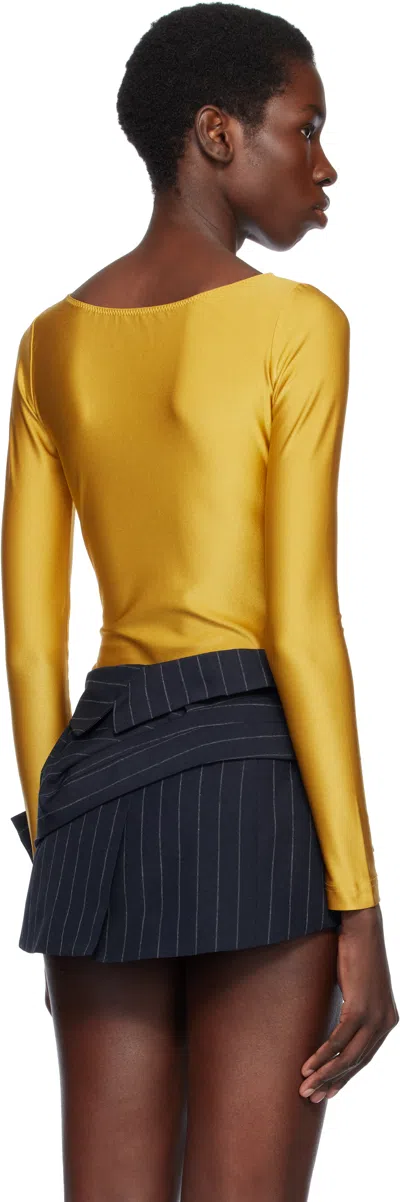 Pushbutton Gold Star Point Bodysuit In Gold