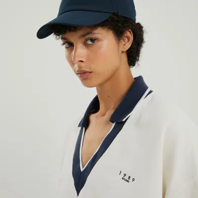 1989 Studio V-neck Sweatshirt Contrasting Collar In White