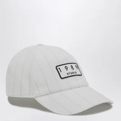 1989 Studio Logo Patch Striped Baseball Cap In Gray