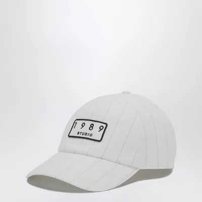 1989 Studio Logo Patch Striped Baseball Cap In Gray