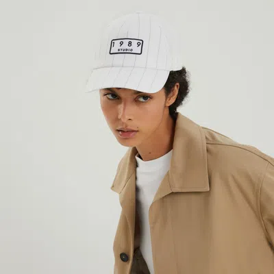 1989 Studio Striped Logo-patch Cotton Cap In White
