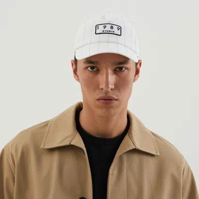 1989 Studio Logo Patch Striped Baseball Cap In Gray