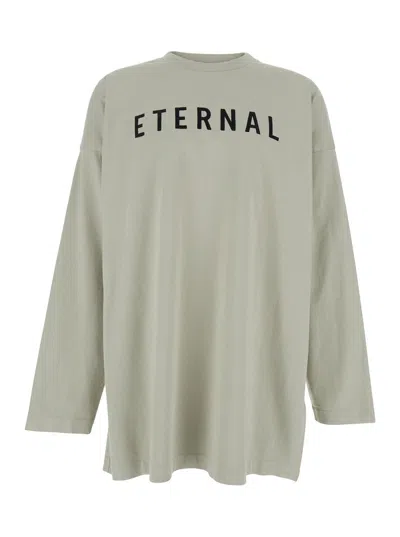 Fear Of God Grey T-shirt With Eternal Print On The Front And Logo Patch On The Back In Grey