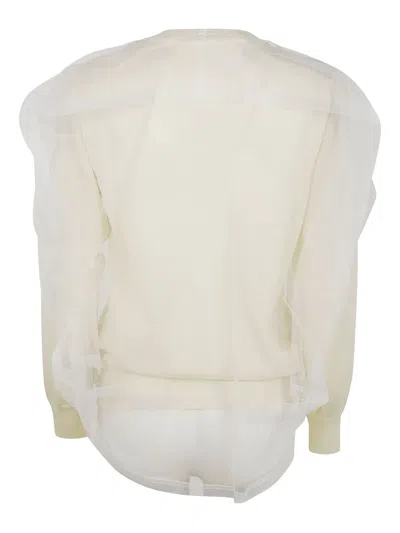Comme Des Garçons Sheer Overlay Mesh Pullover In Neutrals