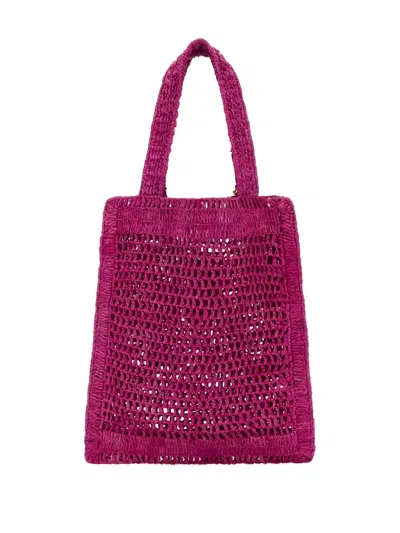 Chloé Chloe Women Fuchsia Raffia Estate Banana Shopping Bag In Pink