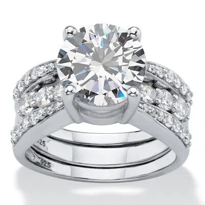 Palm Beach Jewelry 4.80 Tcw Cz Platinum/ss Jacket Wedding Ring Set In White