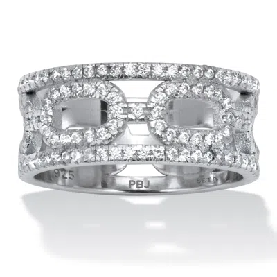 Palm Beach Jewelry 1.00 Tcw Cubic Zirconia Sterling Silver Link Ring In White
