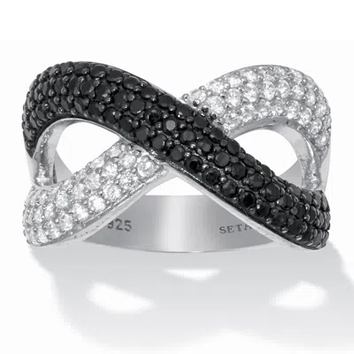 Palm Beach Jewelry .49 Tcw Cz And Black Spinel Sterling Silver Ring In White