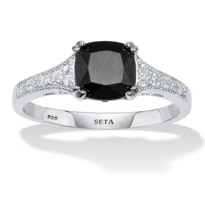 Palm Beach Jewelry .12 Tcw Black Spinel And Cz Sterling Silver Ring In White