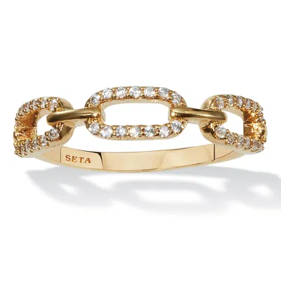 Palm Beach Jewelry .21 Tcw Cubic Zirconia Gold-plated Link Ring In Yellow