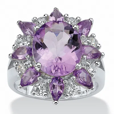 Palm Beach Jewelry 6.70 Tcw Genuine Amethyst And Topaz Ring In White