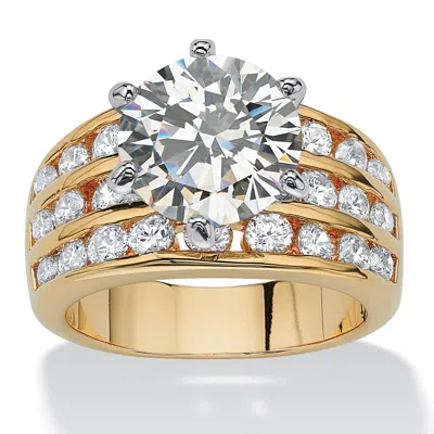 Palm Beach Jewelry 3.88 Tcw Round Cubic Zirconia Ring In Goldtone In Yellow
