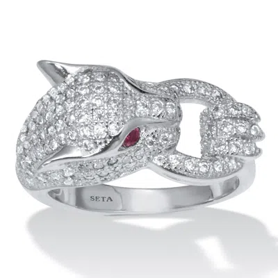 Palm Beach Jewelry .77 Tcw Cubic Zirconia Silvertone Panther Ring In White