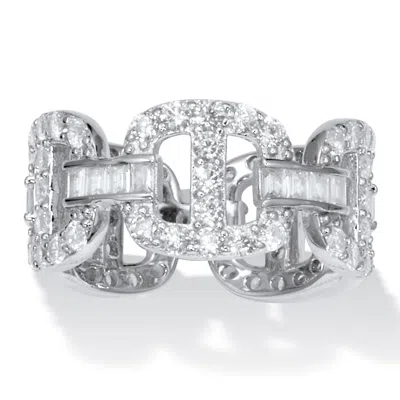 Palm Beach Jewelry 2.95 Tcw Cubic Zirconia Sterling Silver Link Ring In White