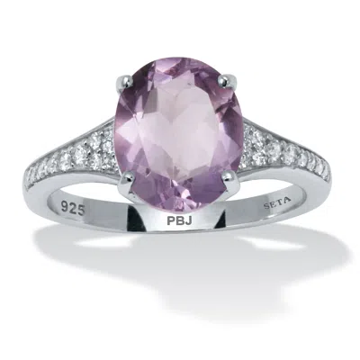 Palm Beach Jewelry 3.40 Tcw Amethyst And Cz Sterling Silver Ring In White