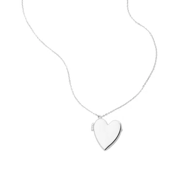 Adornia 14k Gold Plated Heart Locket Pendant Necklace In Silver