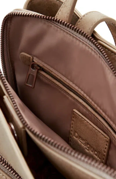 Desigual Mini Faux Leather Backpack In Neutral