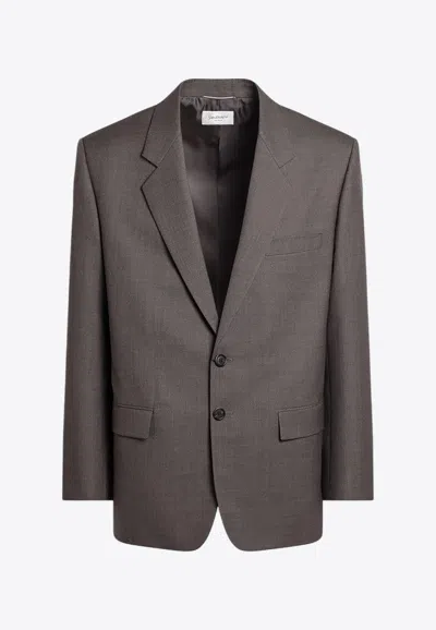 Saint Laurent Brown Single-breasted Jacket In Wool Men In Gray