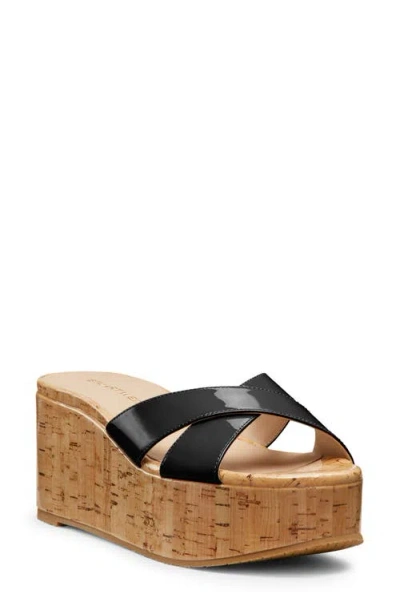 Stuart Weitzman Dayna Platform Wedge Sandal In Black