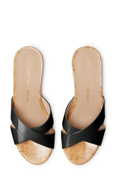 Stuart Weitzman Dayna Platform Wedge Sandal In Black