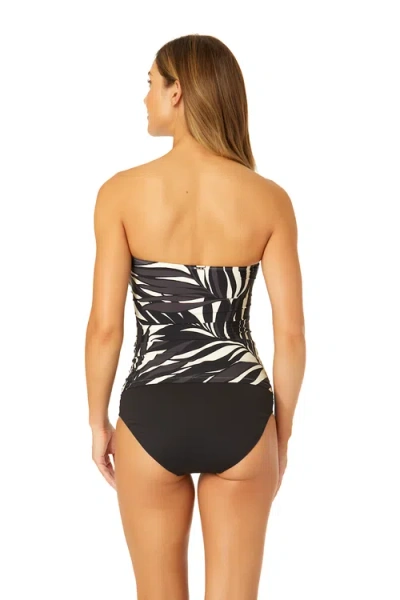 Anne Cole Live In Color Twist Front Bandeaukini Swim Top In Palm Chic