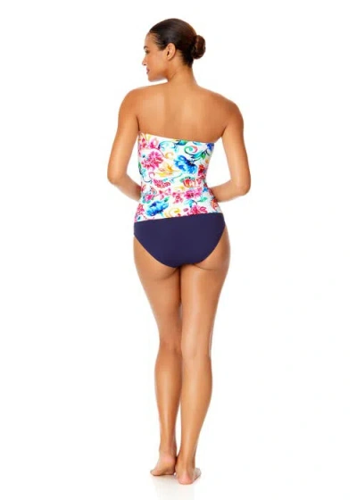 Anne Cole Live In Color Twist Front Bandeaukini Swim Top In Watercolor Paisley
