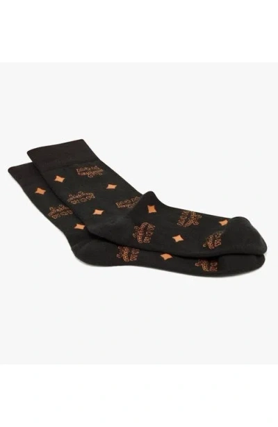 Mcm Monogram Knit Socks In Black