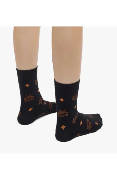 Mcm Monogram Knit Socks In Black