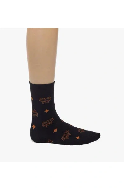 Mcm Monogram Knit Socks In Black