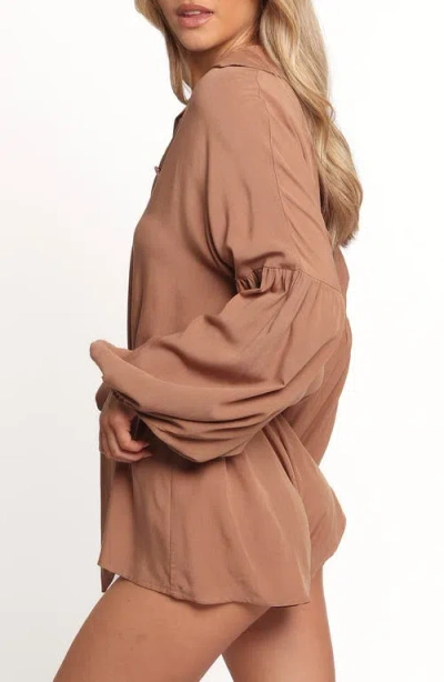 Petal And Pup Petal & Pup Pali Long Sleeve Romper In Brown