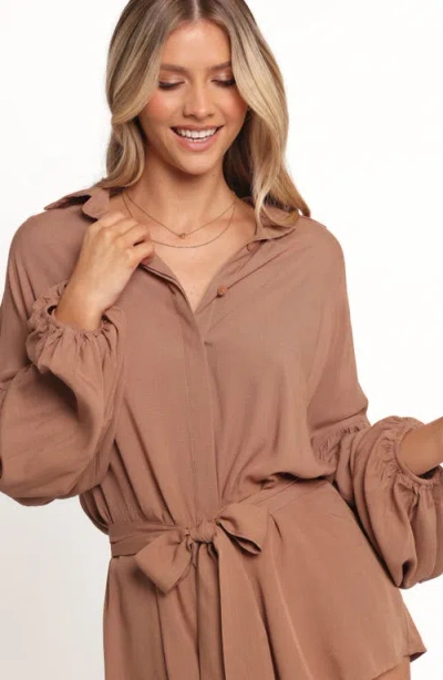Petal And Pup Petal & Pup Pali Long Sleeve Romper In Brown