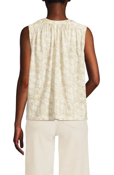Lands' End Linen Blend Notch Neck Swing Tank Top In Champagne Leaf Scroll