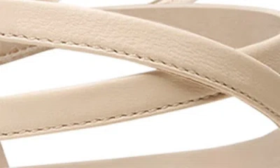 Stuart Weitzman Georgie Leather Ankle-wrap Flat Sandals In Barely Beige