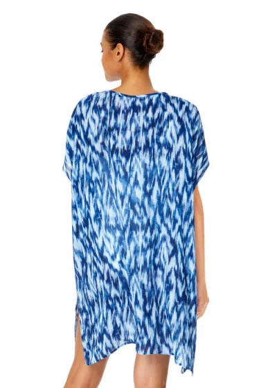 Anne Cole Tie Dye Ikat Easy Tunic Swimsuit Cover Up In Blue